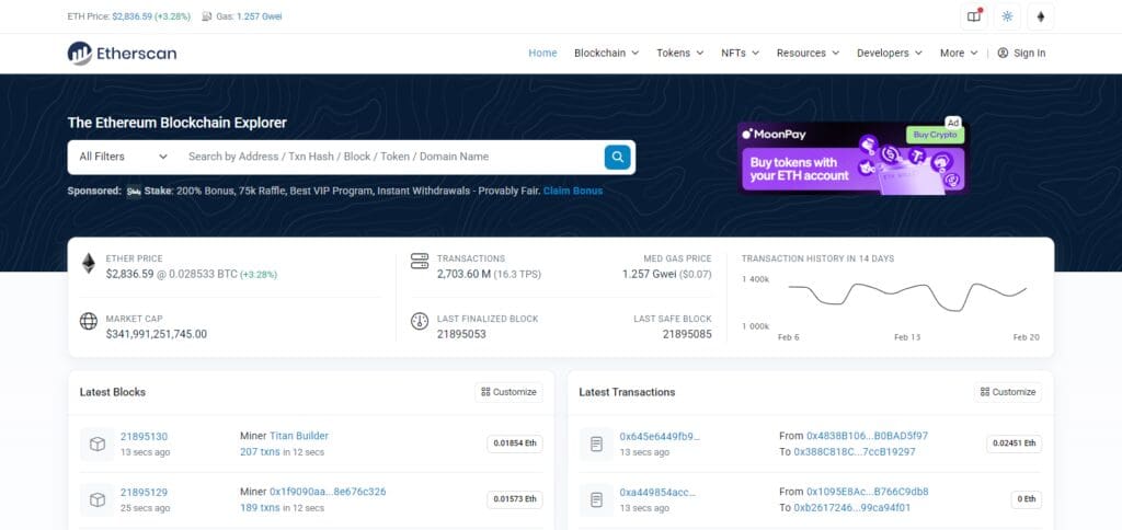 Go to the Etherscan Page: Now start your web browser and type in Etherscan.io in the search bar.