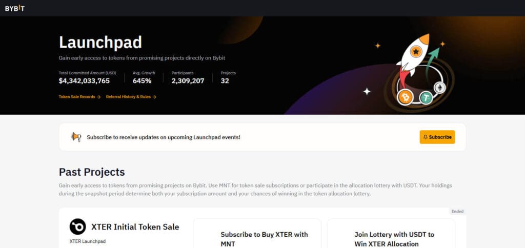 10 Top Crypto Launchpads To Join In 2025 | Best Platforms For Early Investments 3 Bybit Launchpad