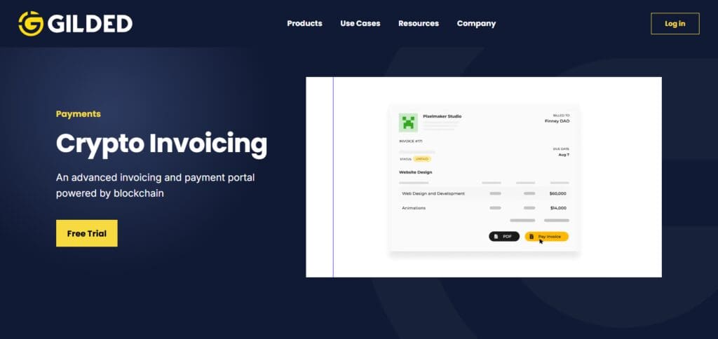 Gilded Finance Crypto Invoice