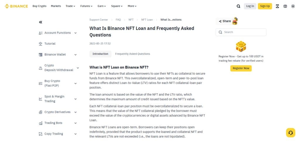 Binance NFT Loan