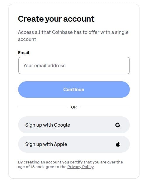 Log in to your Coinbase Account:
