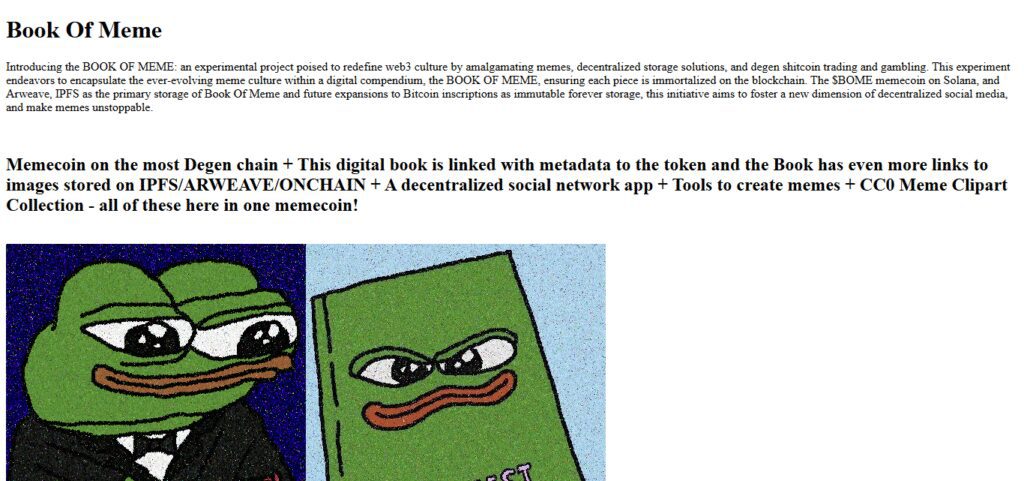10 Best High-Risk Meme Coins with Cult Followings 11 BOOK OF MEME