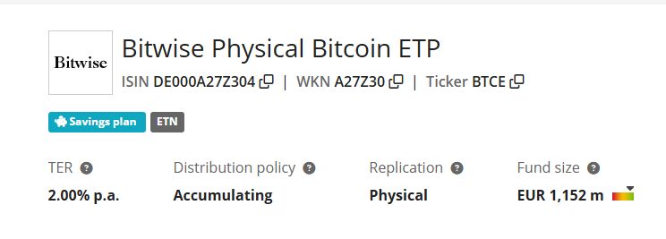 Bitwise Physical Bitcoin (DE000A27Z304)