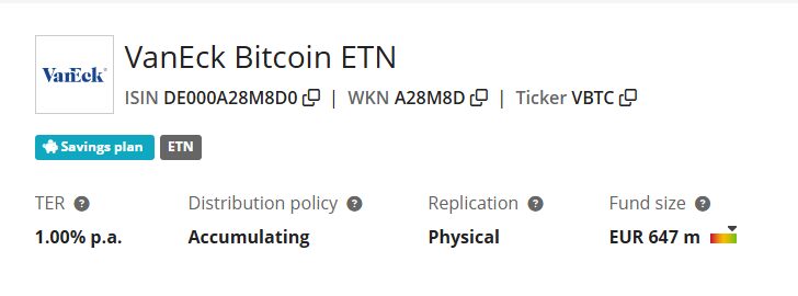 VanEck Bitcoin ETN (DE000A28M8D0)