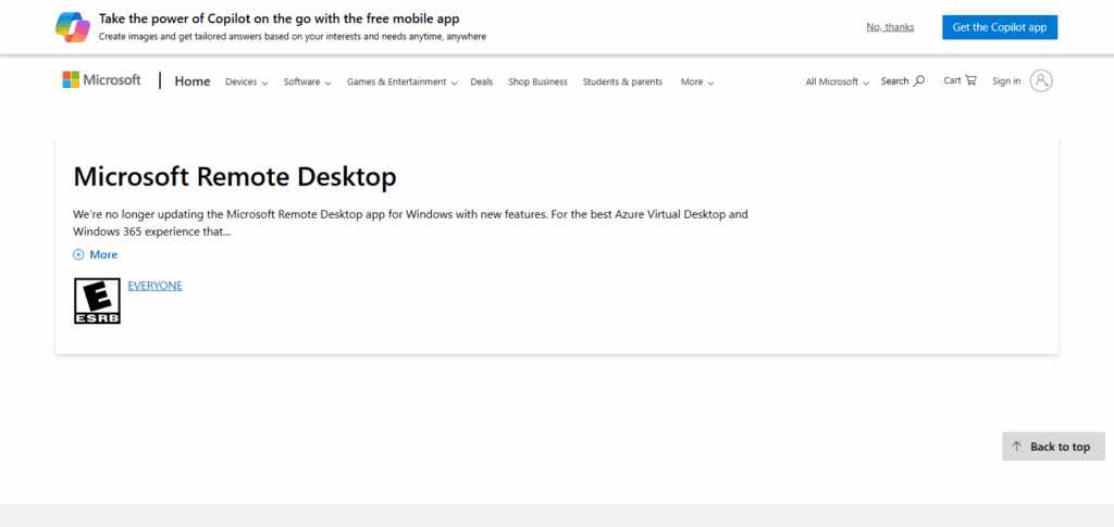 Microsoft Remote Desktop