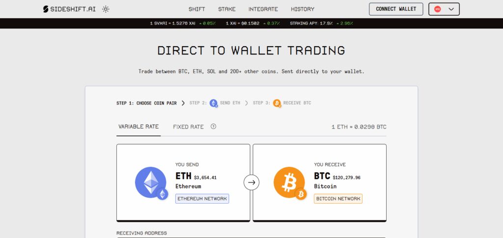 How to Swap Monero to Bitcoin Without KYC 5 SideShift.ai