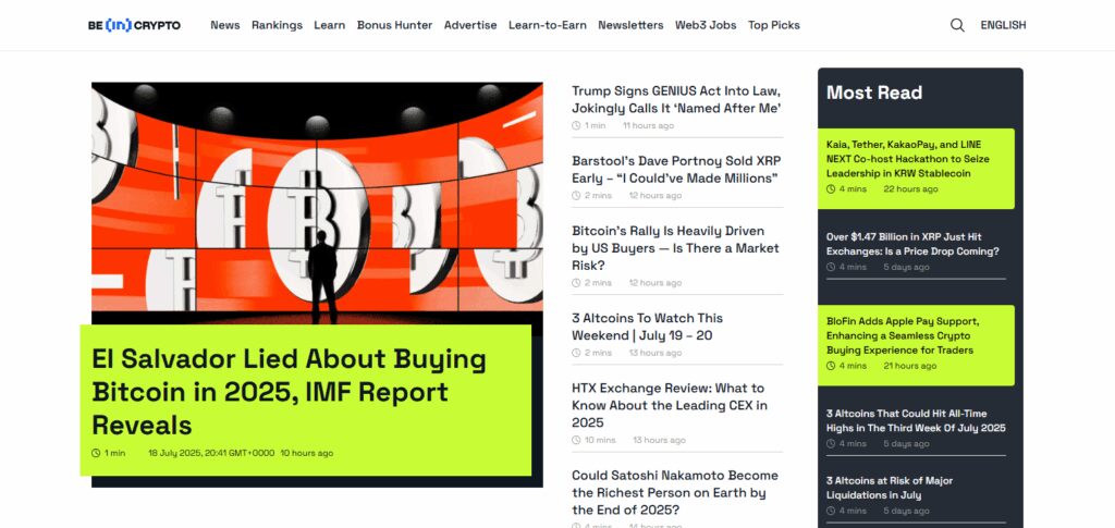 9 Best AI-Based Crypto News Platforms for Real-Time Insights 8 BeInCrypto