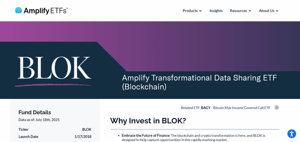 10 Best Crypto ETFs to Buy in 2026 7 Amplify Transformational Data Sharing ETF (BLOK)