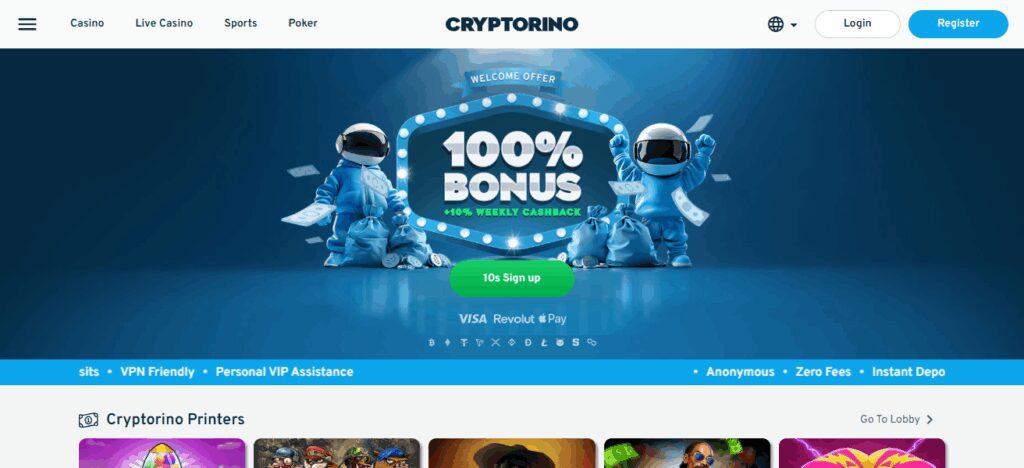 10 Best Crypto Casino for Play-To-Earn Games 9 Cryptorino
