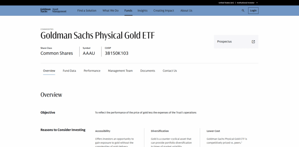 Goldman Sachs Physical Gold ETF (AAAU)
