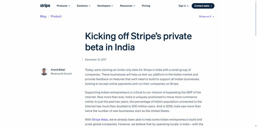 Stripe India (Beta)
