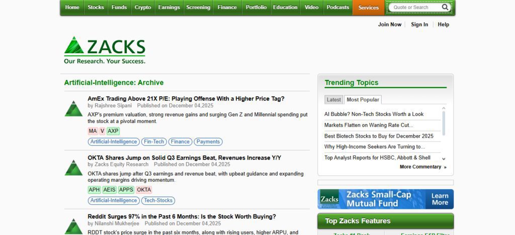 Zacks Investment Research AI