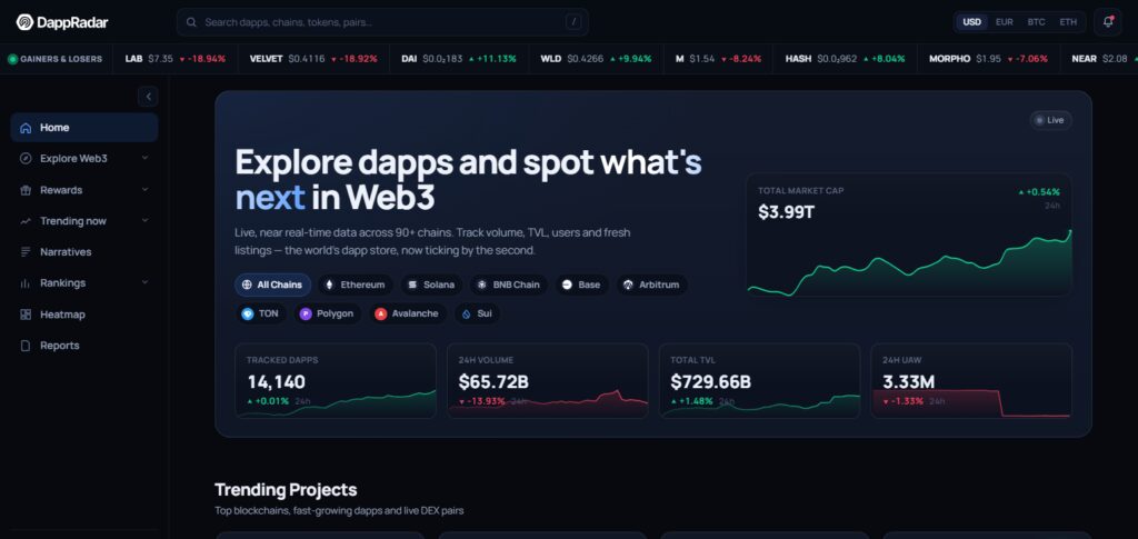 DappRadar Explorer integrations