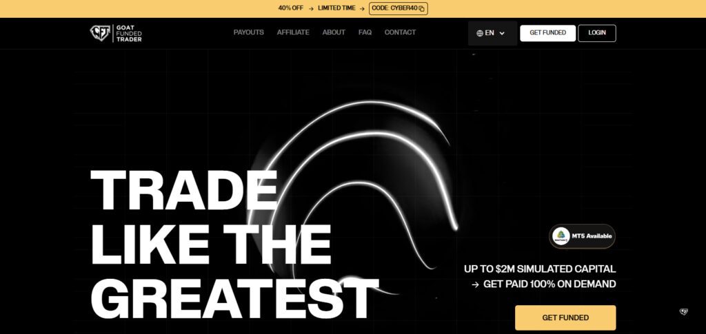 Goat Funded Trader – Up To $1,600,000 In Funding | 95% Profit Split