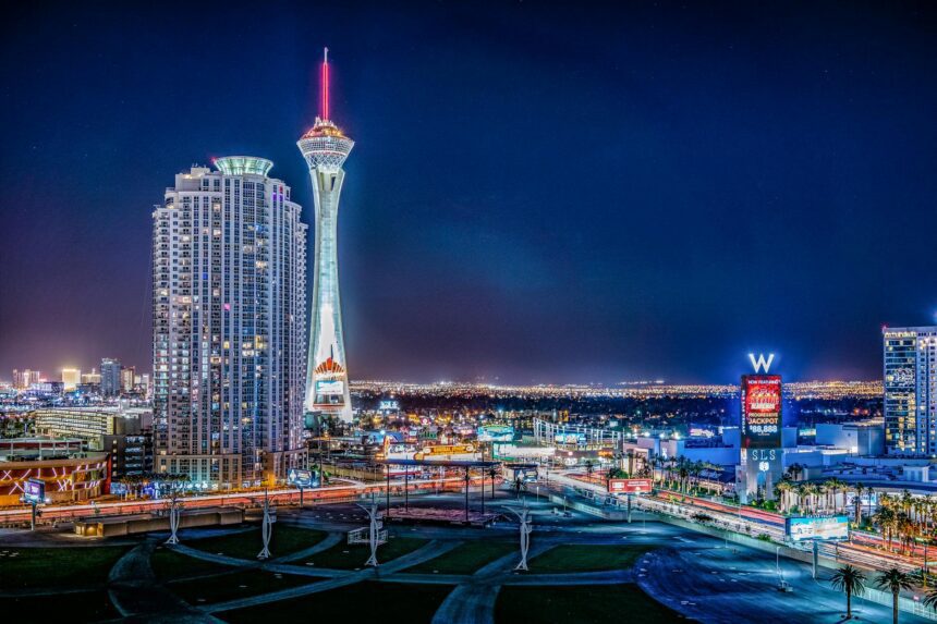 view of metropolitan area at night