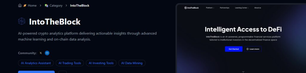 10 AI Tools That Help Recover Losses in Crypto Trading 9 IntoTheBlock AI Analytics