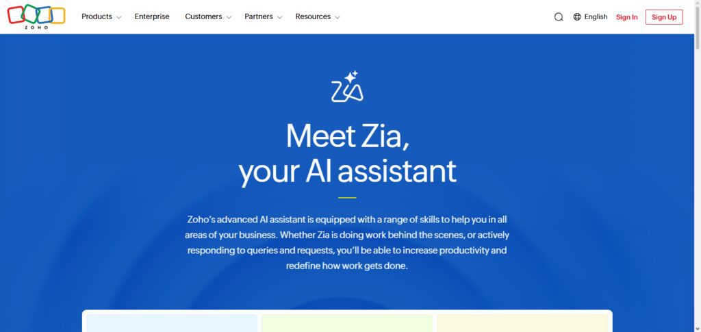  Zoho AI (Zia)