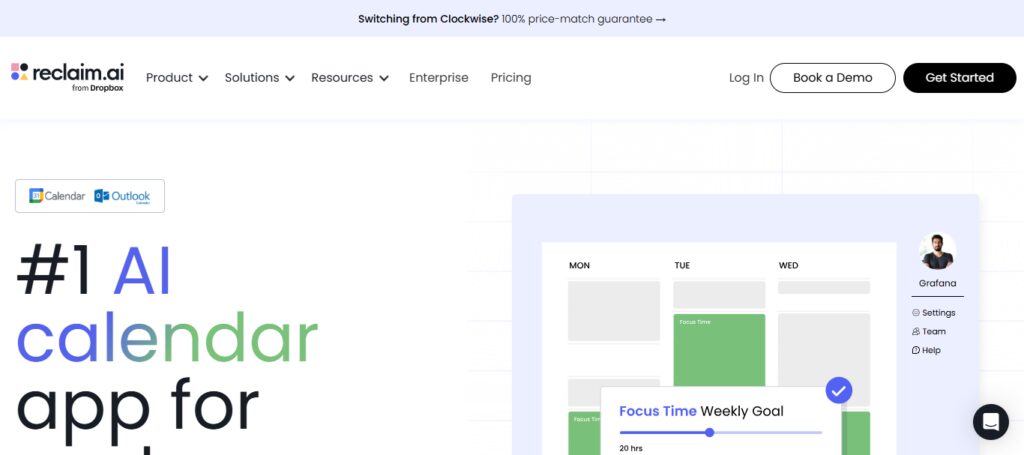 Top 10 Agentic Productivity Tools for Email & Calendar AI 6 Reclaim.ai Agent
