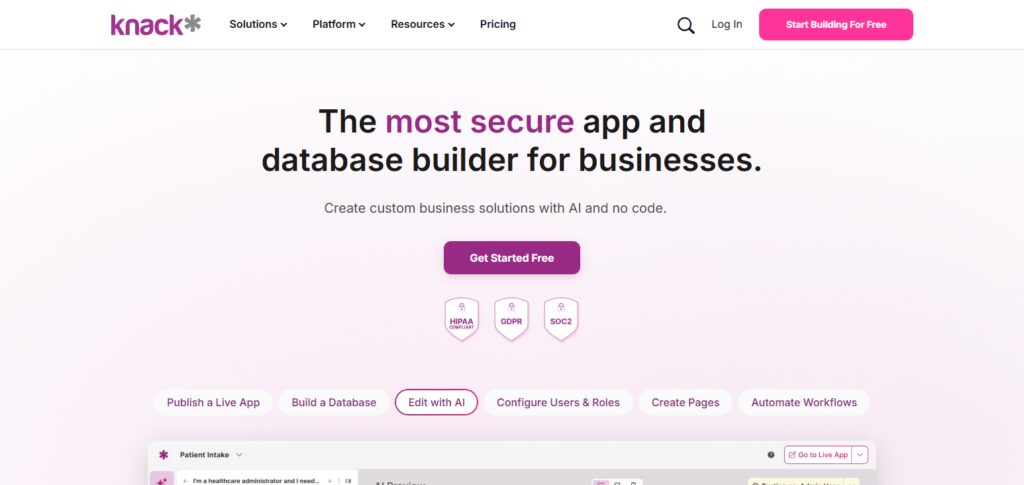 10 Best No-Code AI Platforms for Building Custom Enterprise Solutions 10 Knack