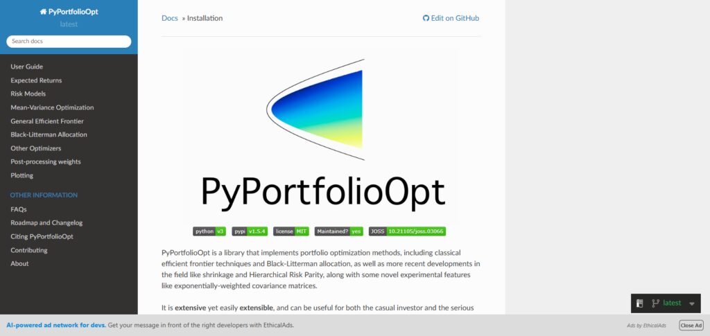 10 Best Tools for Portfolio Drawdown Analysis 5 PyPortfolioOpt
