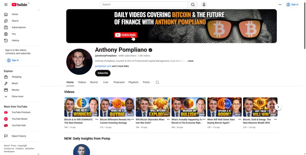 9 Famous YouTubers Who Lost Everything in the 2026 Liquidity Crunch 8 Anthony Pompliano