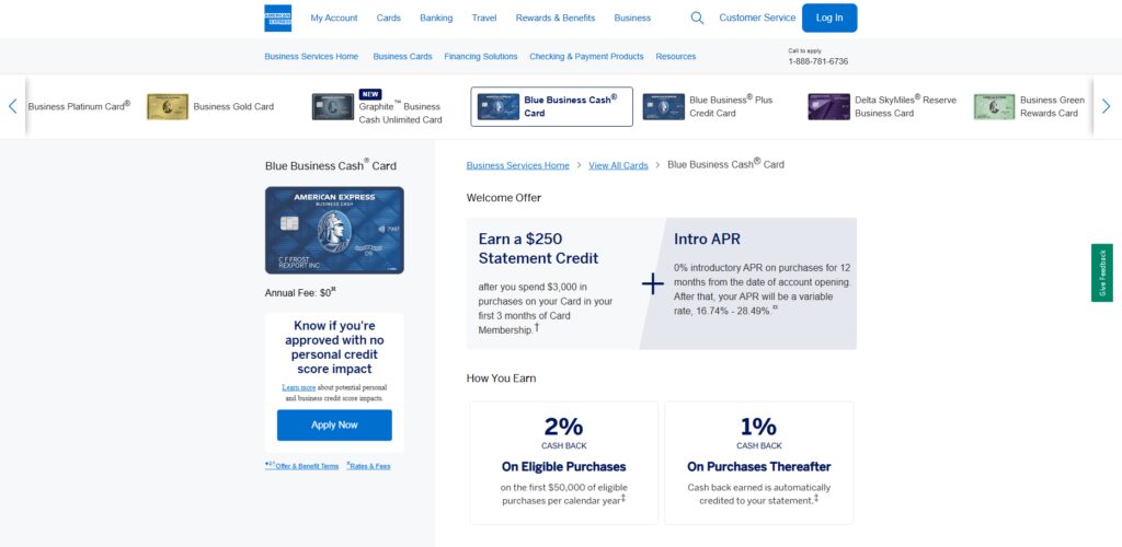 Top 10 Best Cashback Credit Cards Offered by Chase and Amex 9 American Express Blue Business Cash™