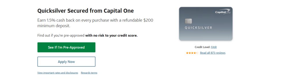 Top 10 Capital One Credit Cards for Low and Fair Credit Scores 8 Capital One Quicksilver Secured (Rewards Variant)