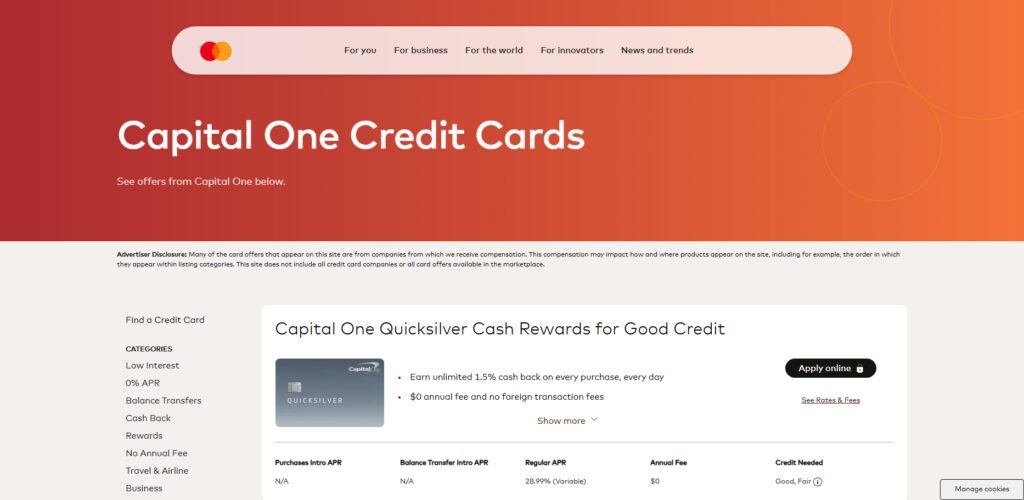 Top 10 Capital One Credit Cards for Low and Fair Credit Scores 2 Capital One Platinum Mastercard