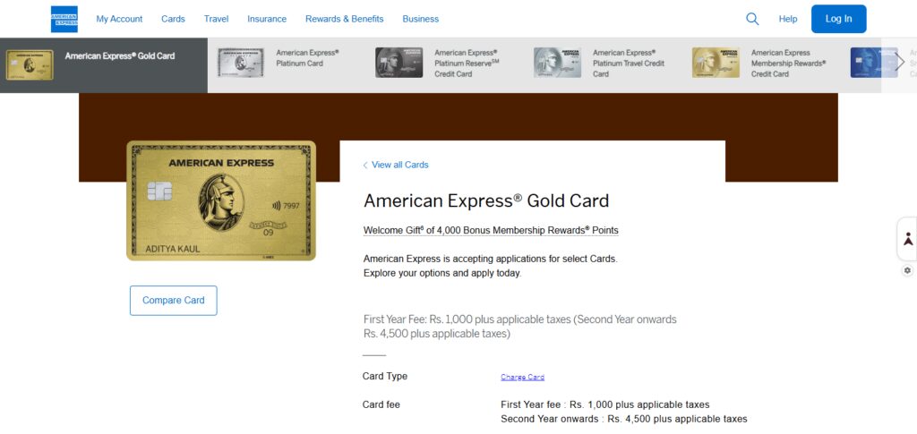 10 Best Credit Cards for Cashback, Travel & Online Shopping 6 American Express Gold Card