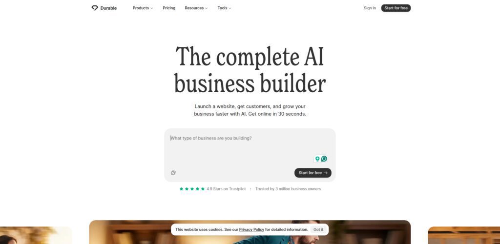 10 Best AI Website Builders Replacing Traditional Web Development Services 4 Durable AI Website Builder