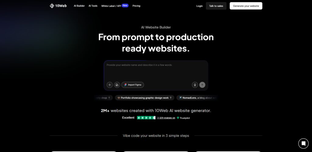 10 Best AI Website Builders Replacing Traditional Web Development Services 6 10Web AI Builder