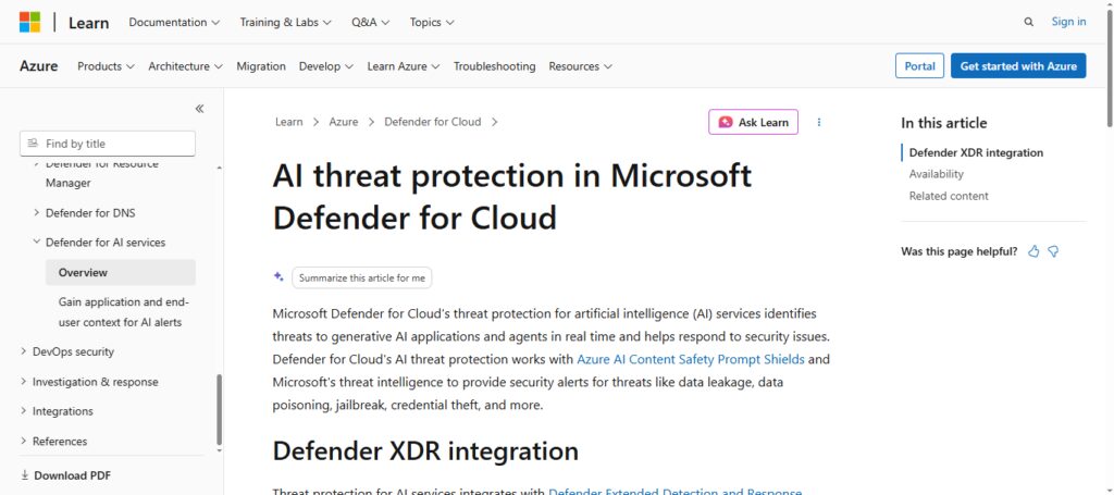 10 Best AI Cybersecurity Tools to Protect Businesses Online 6 Microsoft Defender AI