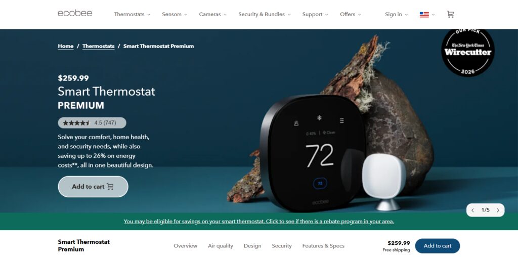 Ecobee Smart Thermostat Premium