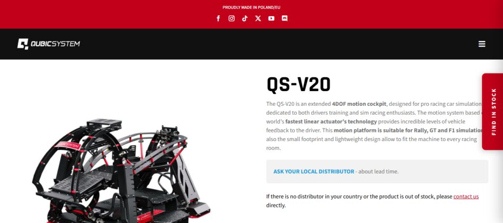 Qubic System QS‑V20 Motion Rig