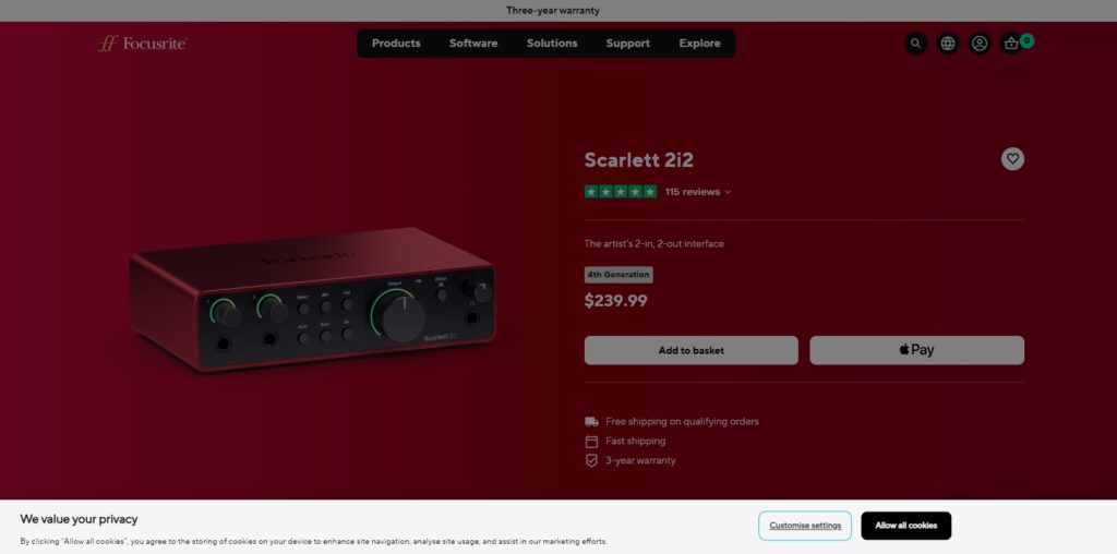 Focusrite Scarlett 2i2 (4th Gen)