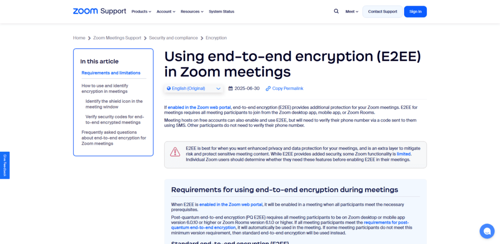 Zoom E2EE for Business