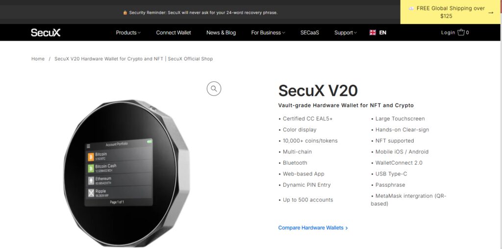 10 Best Crypto Hardware Wallets for Air-Gapped Security 7 SecuX V20