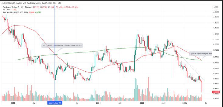 Cardano Price Signals Bottom Ahead of Key June 9 Vote 2 Cardano Emulates 30% Crash and 2022 Bottom Signal