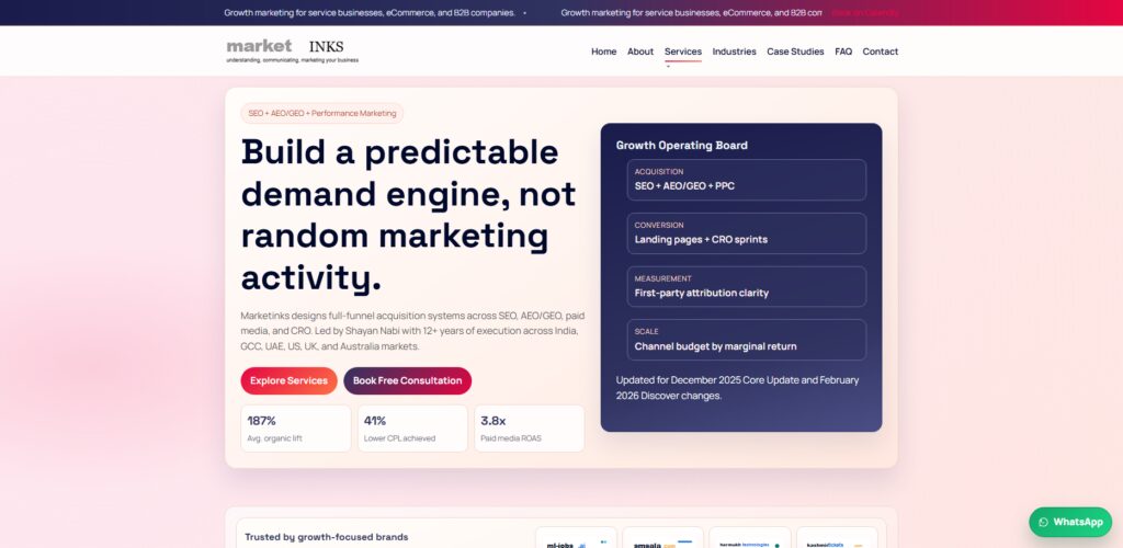 10 Best B2B SaaS GEO & AEO Agencies in India 6 Marketinks