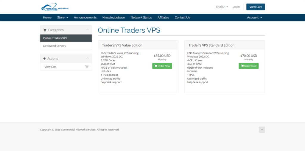 10 Best Forex VPS Providers with Ultra-Low Latency for HFT Systems 5 Commercial Network Services (CNS)
