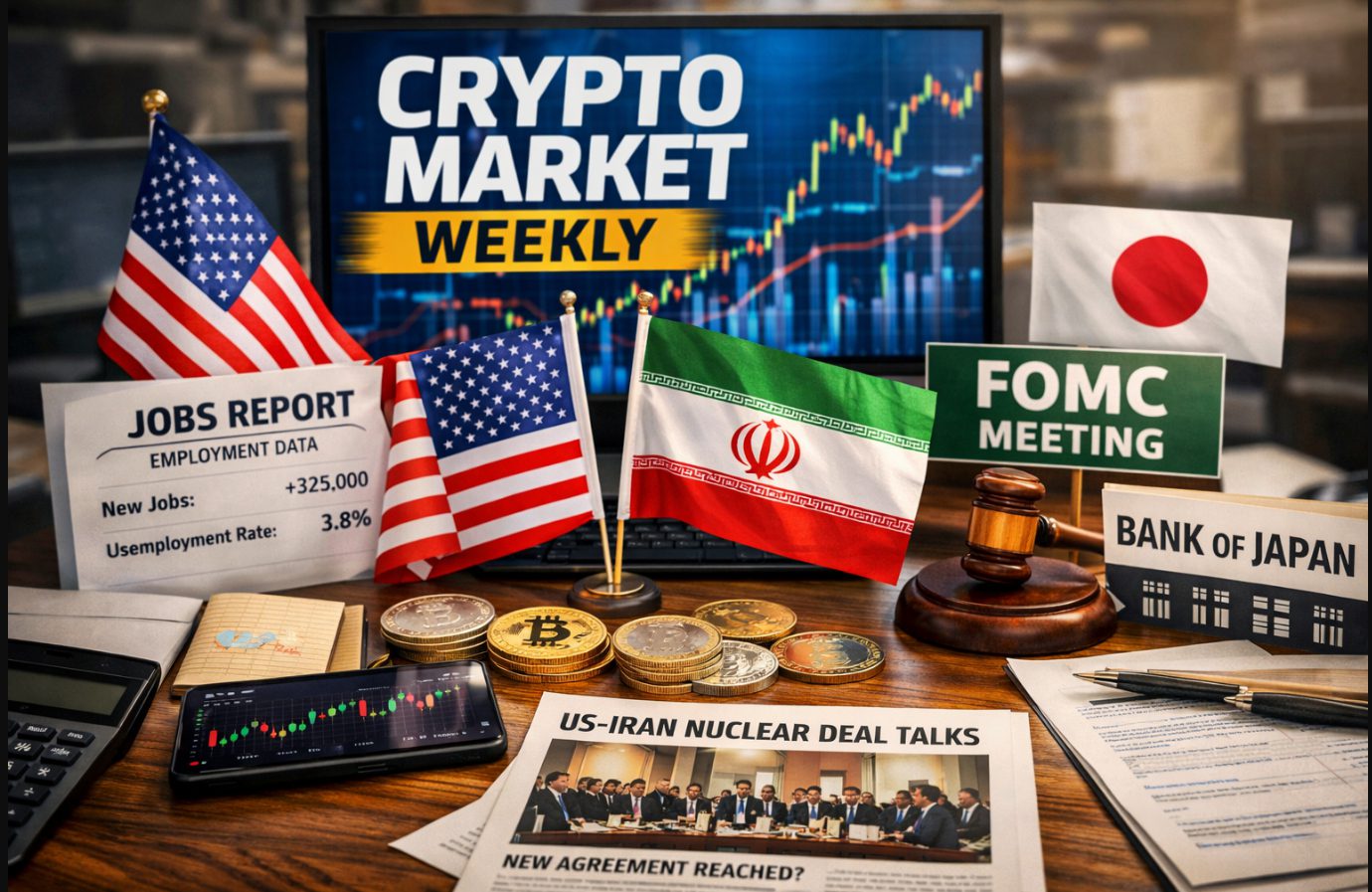 Crypto Market This Week: US-Iran Deal, Jobs Data, FOMC, BoJ